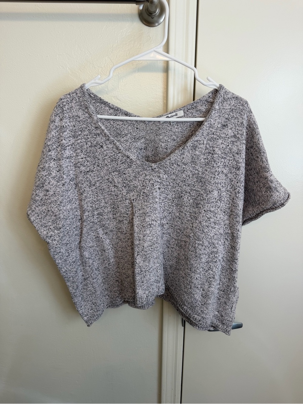 Madewell Heathered V-Neck Knit Tee - Light Gray Size Large